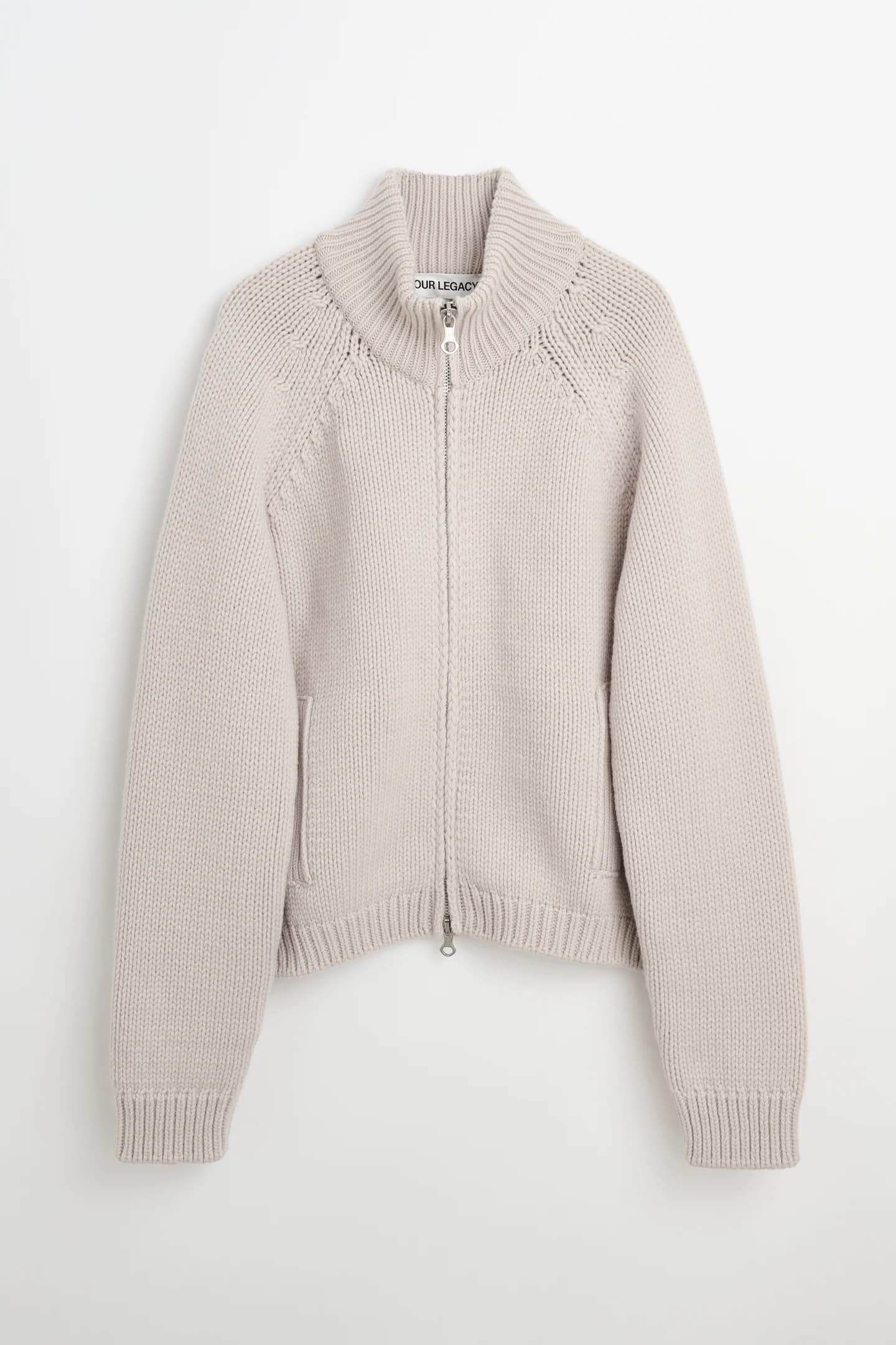 OUR LEGACY ULTRA ZIP CARDIGAN BONE LOW TWIST MERINO 1